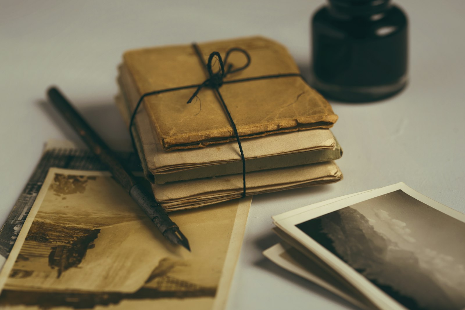 Bundle of old letters and historical photographs